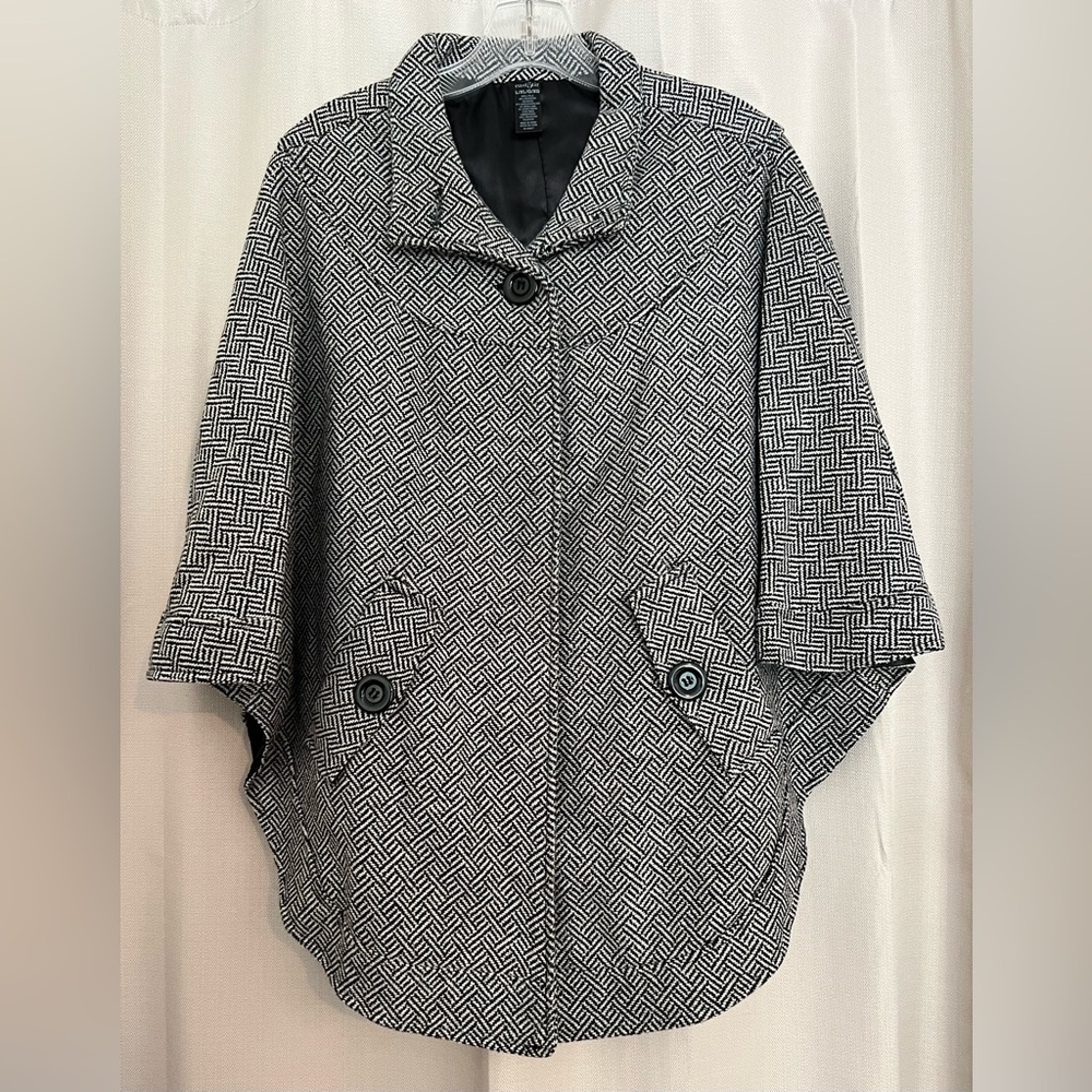 East 5th Black and White Patterned Cape Jacket